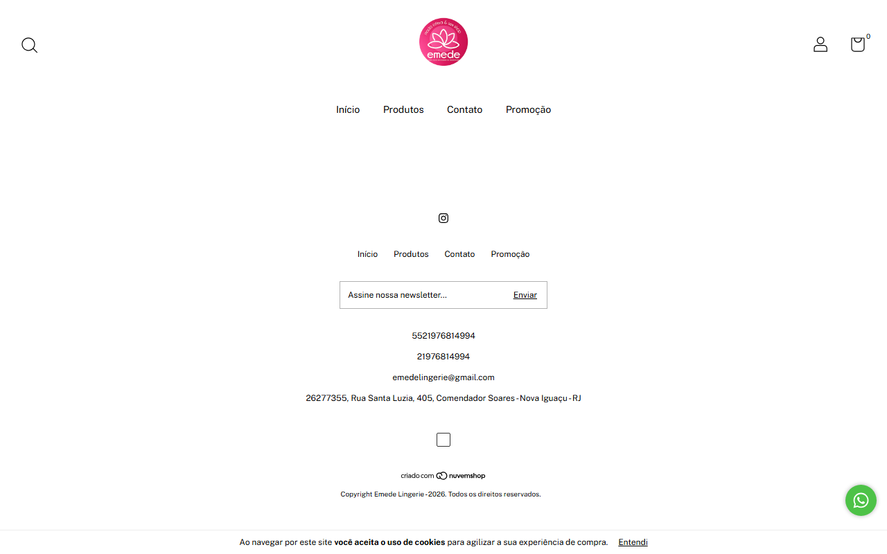 Prévia da Loja Ecommerce - Emede Lingerie